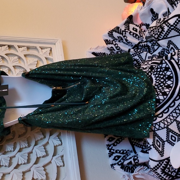 Fashion Nova 3X Endless Nights Sequipn Mini Dress NWT Hunter Green Mermaid - Picture 9 of 14